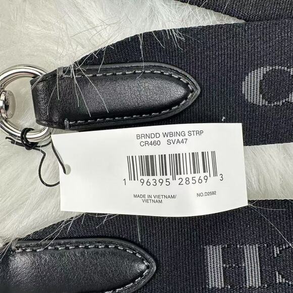 Coach Webbing Strap In Webbing and Smooth Leather/Silver/Black CR460 NWT - Picture 5 of 6